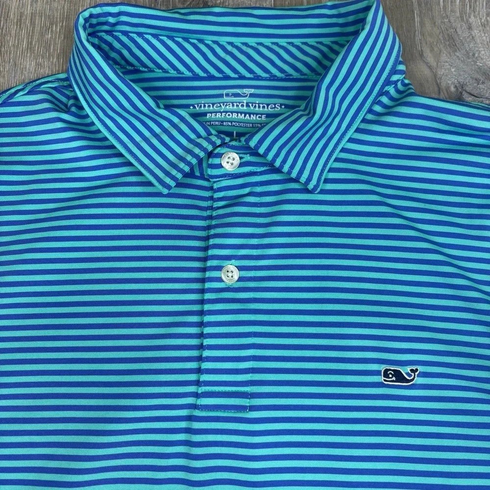 Vineyard Vines Performance Polo Golf Shirt Striped Short Sleeve Men Large Bundle - Picture 11 of 13